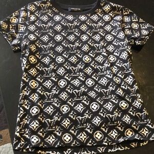 Louis Vuitton Black and Gold Monogram Top